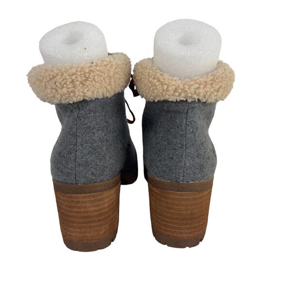 KORKS EVIE‎ LACE UP WOOL HEELED HIKER ANKLE BOOTIE IN GRAY NWOB WOMEN'S SIZE 8M - Picture 8 of 13